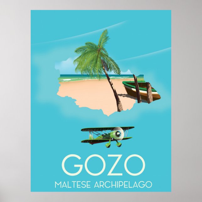 Gozo , Maltese archipelago Map Travel poster. Poster (Front)