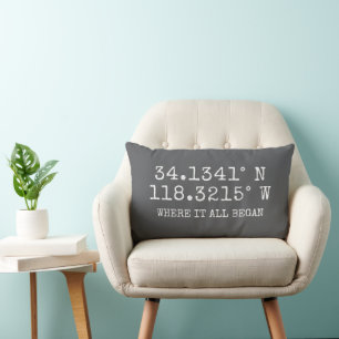  GPS Coordinates and Photo Personalised Lumbar Cushion