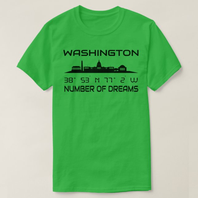 GPS Coordinates Capital Washington DC Skyline T-Shirt (Design Front)