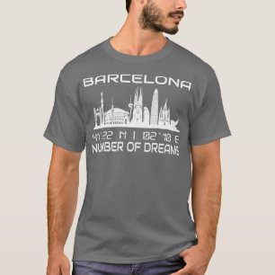 GPS Coordinates City Barcelona Skyline 1 T-Shirt
