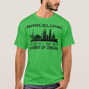 GPS Coordinates City Barcelona Skyline T-Shirt