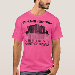 GPS Coordinates City Birmingham Skyline T-Shirt