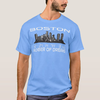 Gps Coordinates City Boston Skyline Dream City T-Shirt