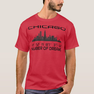 Gps Coordinates City Chigaco Skyline Dream City 1 T-Shirt