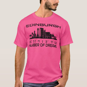 Gps Coordinates City Edinburgh Skyline Dream City T-Shirt