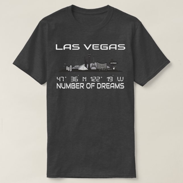 Gps Coordinates City Las Vegas Skyline Dream City T-Shirt (Design Front)