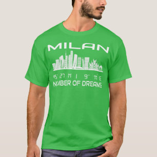 GPS Coordinates City Milan Skyline Dream City 2 T-Shirt