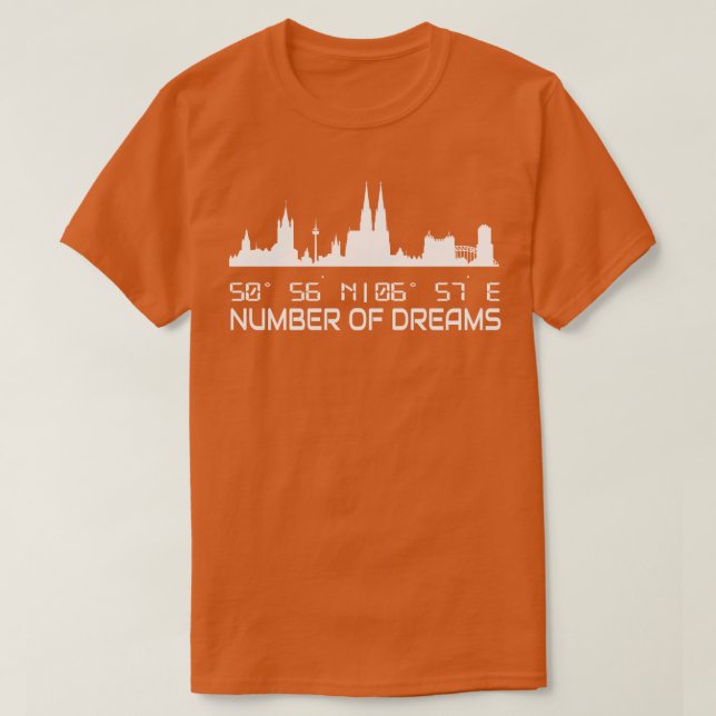 GPS Coordinates City Of Cologne Skyline T-Shirt (Design Front)