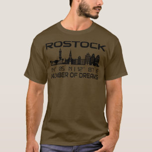 Gps Coordinates City Of Rostock Skyline Dream City T-Shirt