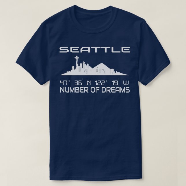 Gps Coordinates City Seattle Skyline Dream City T-Shirt (Design Front)