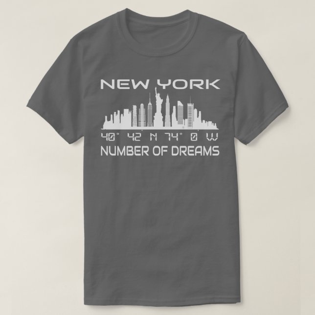 GPS Coordinates Manhattan New York City Skyline T-Shirt (Design Front)