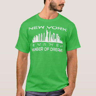 GPS Coordinates Manhattan New York City Skyline T-Shirt