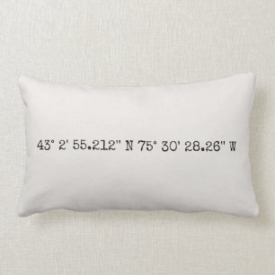 GPS Coordinates Pillow   Special Place Gift