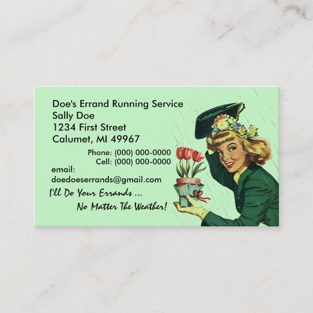 GR8 Retro Business Card Errand Running Services (Front)