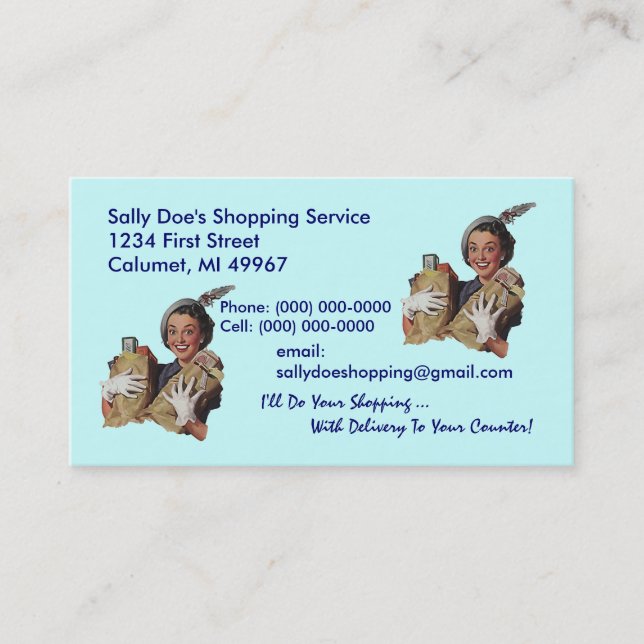 GR8 Retro Business Card Grocery Shopping Service (Front)
