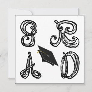 GR AD Fabric Font Grad Cap Graduation Flat Card