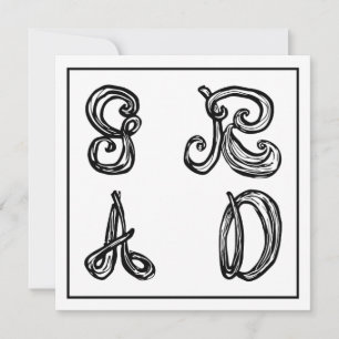 GR AD Fabric Font Letters Graduation Flat Card
