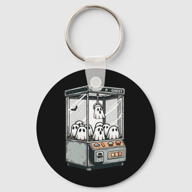 Grab A Ghost Claw Machine Arcade Funny Halloween K Key Ring (Front)