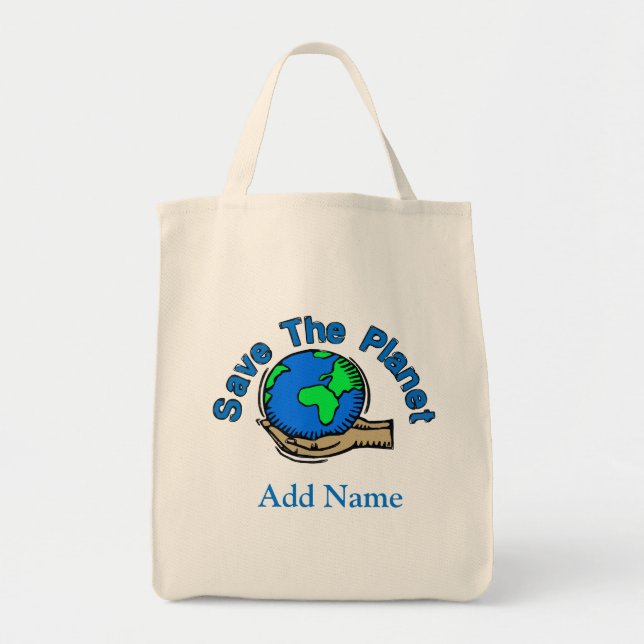 Grab It Grocery Bag, Save The Planet Tote Bag (Front)