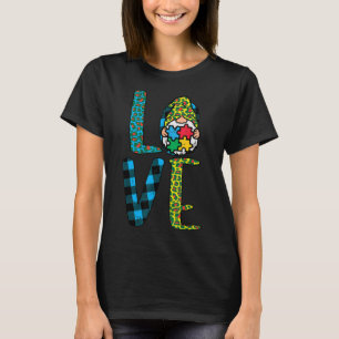 Grab this cute Leopard Plaid Love Nordic Gnome Puz T-Shirt