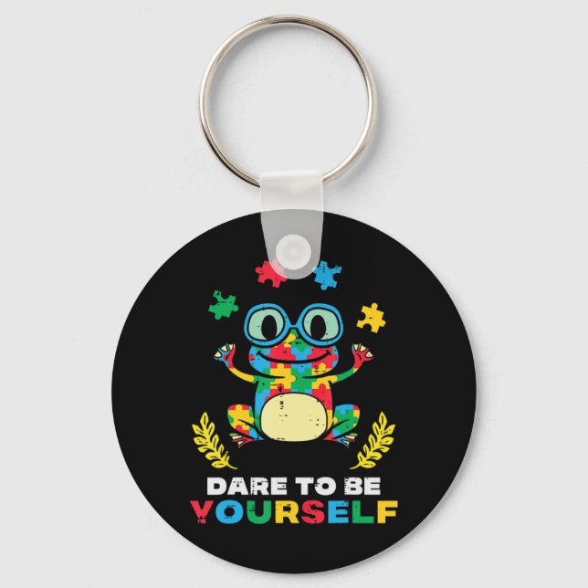 Grab this cute Puzzle Frog Dare To Be Yourself T-S Key Ring (Front)