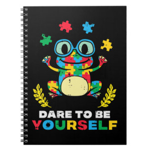 Grab this cute Puzzle Frog Dare To Be Yourself T-S Notebook