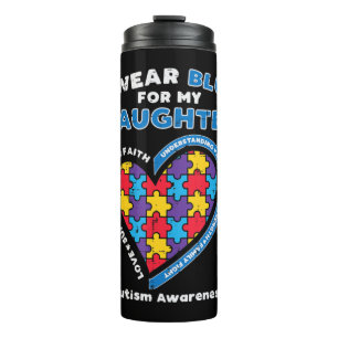 Grab this cute Puzzle I Wear Blue Daughter T-Shirt Thermal Tumbler