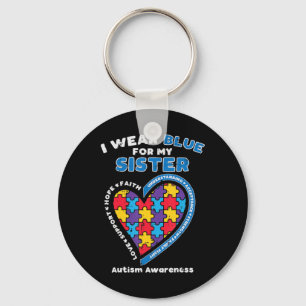 Grab this cute Puzzle Wear Blue For My Sister T-Sh Key Ring