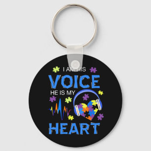Grab this "I Am His Voice He Is My Heart Autism Aw Key Ring