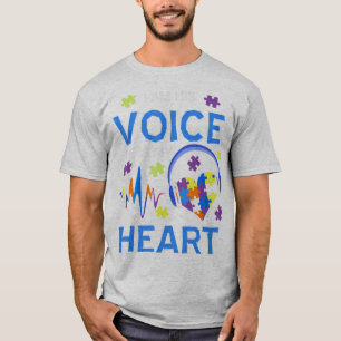 Grab this "I Am His Voice He Is My Heart Autism Aw T-Shirt