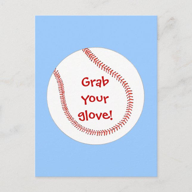 Grab your glove Baseball Birthday Party Invites (Front)