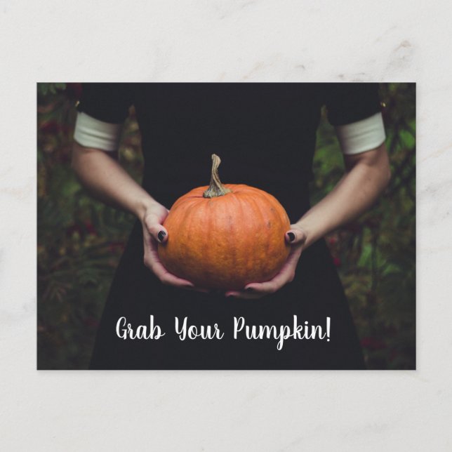 Grab Your Pumpkin - Pumpkin Carving Party Postcard (Front)