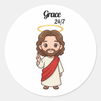 Grace 24/7 - Jesus Reacts  Classic Round Sticker