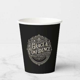 Grace and Confidence Elegant Aesthetic Girl Paper Cups