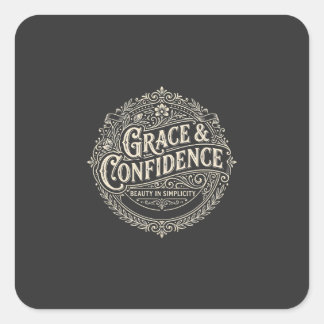 Grace and Confidence Elegant Aesthetic Girl Square Sticker