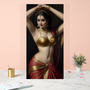 Grace and Gold: A Portrait of a Traditional Indian Acrylic Sign
