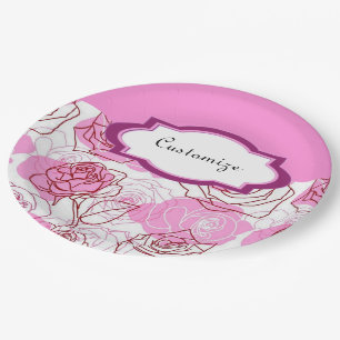 Grace & Appreciation Pink Roses Paper Plates