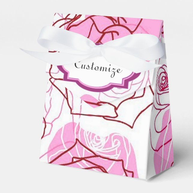 Grace & Appreciation Pink Roses Tent Favour Box (Front Side)