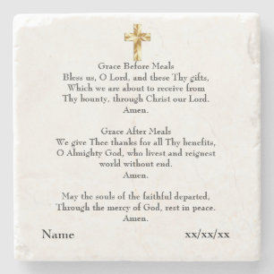 Grace Before After Meal Catholic Gift Personalised Stone Coaster