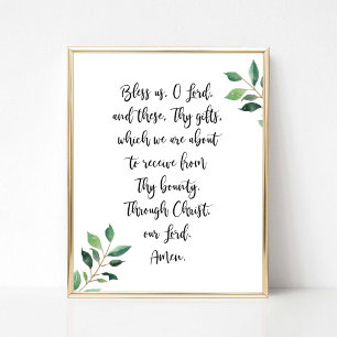 Grace Before Meals Prayer Print Calligraphy