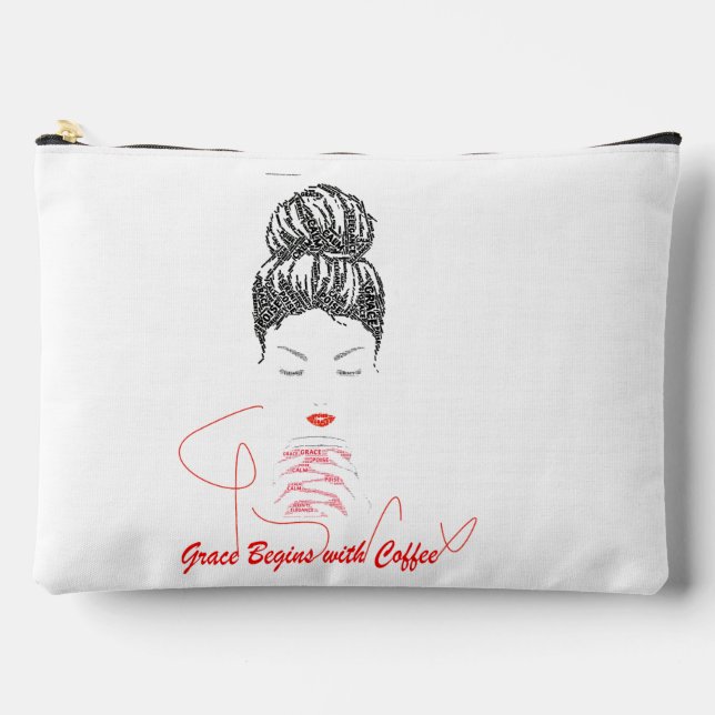 Grace Begins with Coffee Typography Accessory Pouch (Front)
