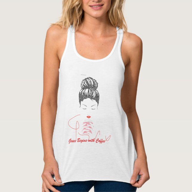 Grace Begins with Coffee Typography Singlet (Front)