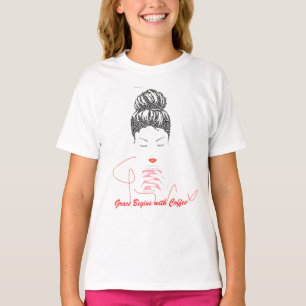 Grace Begins with Coffee Typography T-Shirt