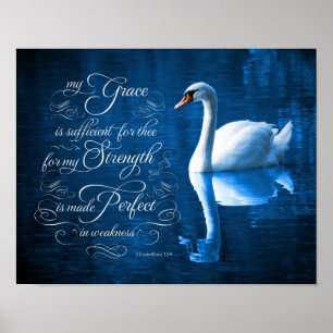 Grace Bible Verse Mute Swan Poster