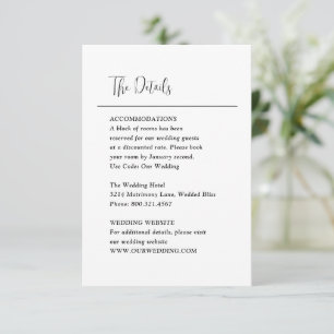 Grace Black and White Modern Wedding Enclosure Card