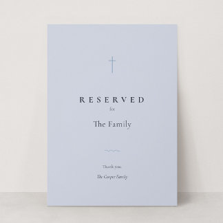 Grace Blue Christian Cross Reserved Seating Sign
