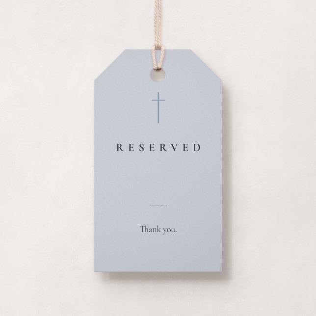Grace Blue Church Pew Small Reserved Seating Tag (Grace | Blue - Small Reserved Seating Church Pew Tag, Front)