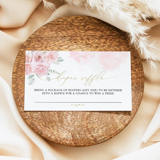 GRACE Blush Floral Spring Girl Baby Diaper Raffle Place Card (Creator Uploaded)