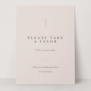 Grace Blush Minimal Cross Take a Favour Table Sign