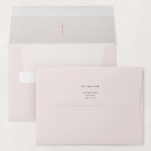 Grace Blush Religious Cross Baptism Invitation Envelope